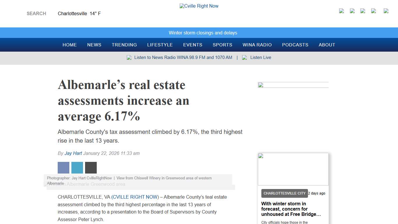Albemarle’s real estate assessments increase an average 6.17% - Cville Right Now